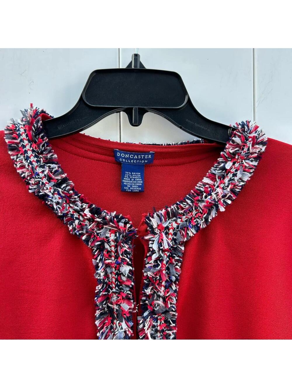 Doncaster Collection Fringe Red Blazer Sweater Jacket | Size Small